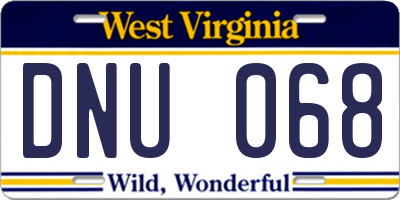 WV license plate DNU068