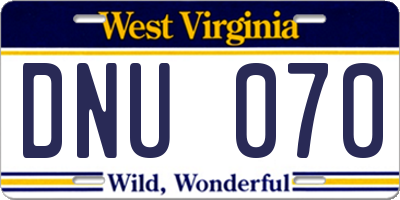 WV license plate DNU070