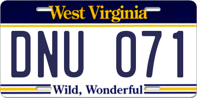WV license plate DNU071