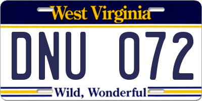 WV license plate DNU072