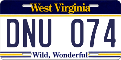 WV license plate DNU074