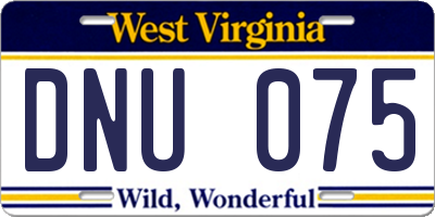 WV license plate DNU075
