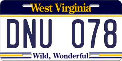 WV license plate DNU078
