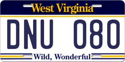 WV license plate DNU080