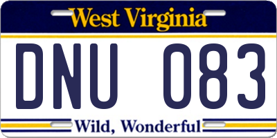 WV license plate DNU083