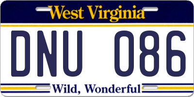 WV license plate DNU086