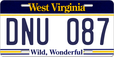 WV license plate DNU087