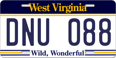 WV license plate DNU088