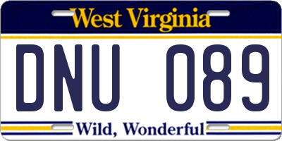 WV license plate DNU089