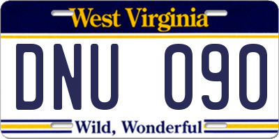 WV license plate DNU090