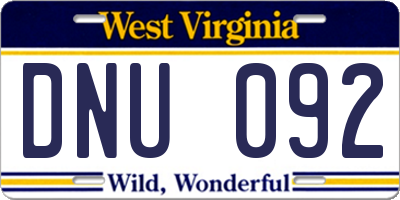 WV license plate DNU092