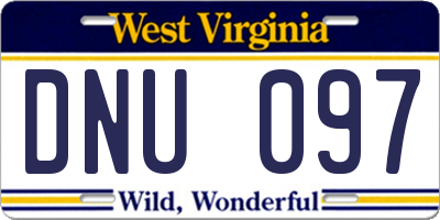 WV license plate DNU097