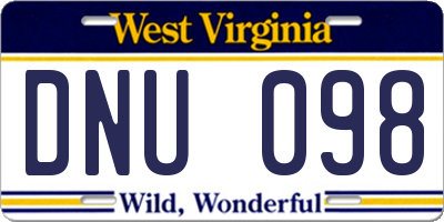 WV license plate DNU098