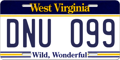 WV license plate DNU099