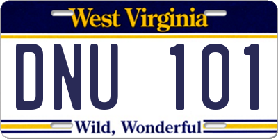 WV license plate DNU101