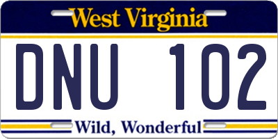 WV license plate DNU102