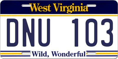 WV license plate DNU103