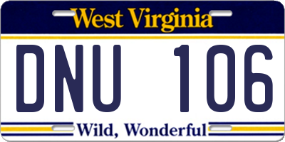 WV license plate DNU106