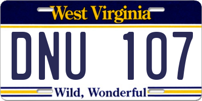 WV license plate DNU107