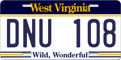 WV license plate DNU108