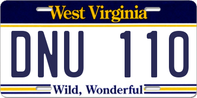 WV license plate DNU110