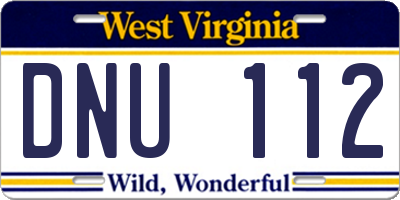 WV license plate DNU112