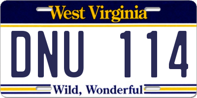WV license plate DNU114