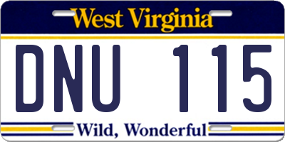 WV license plate DNU115