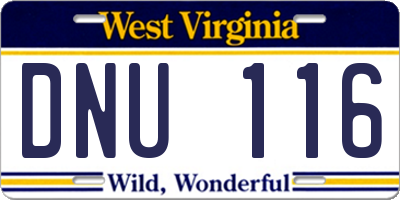 WV license plate DNU116
