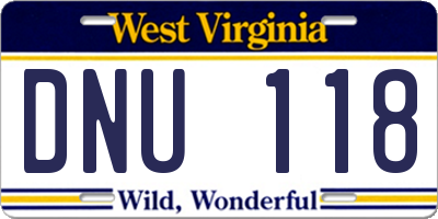 WV license plate DNU118