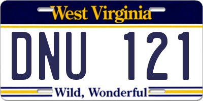 WV license plate DNU121