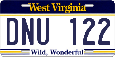 WV license plate DNU122