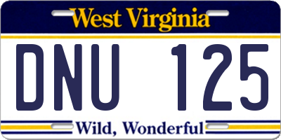 WV license plate DNU125