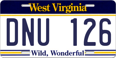 WV license plate DNU126