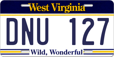 WV license plate DNU127