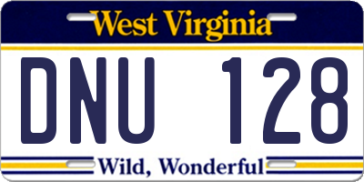 WV license plate DNU128