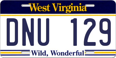 WV license plate DNU129