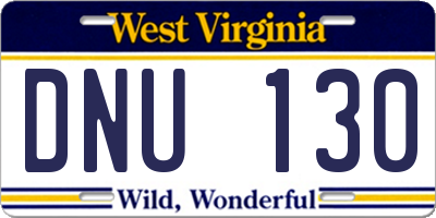 WV license plate DNU130