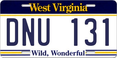 WV license plate DNU131