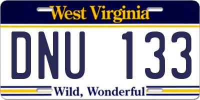 WV license plate DNU133