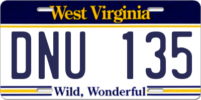 WV license plate DNU135