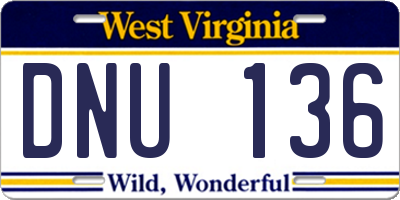 WV license plate DNU136