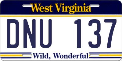 WV license plate DNU137