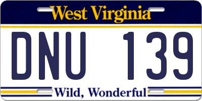 WV license plate DNU139
