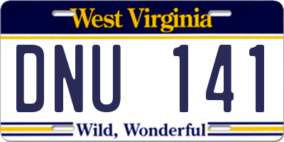 WV license plate DNU141