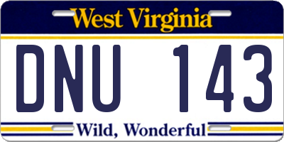 WV license plate DNU143