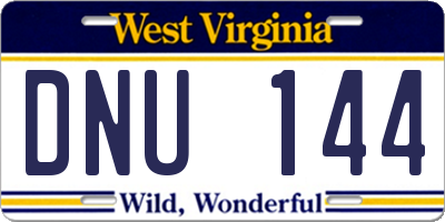 WV license plate DNU144