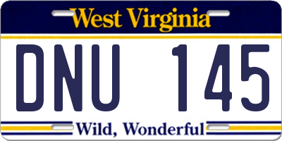 WV license plate DNU145