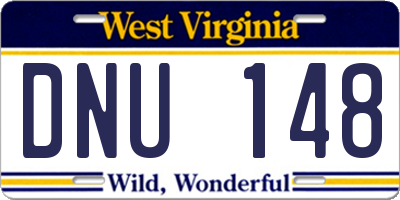 WV license plate DNU148