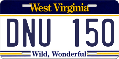 WV license plate DNU150